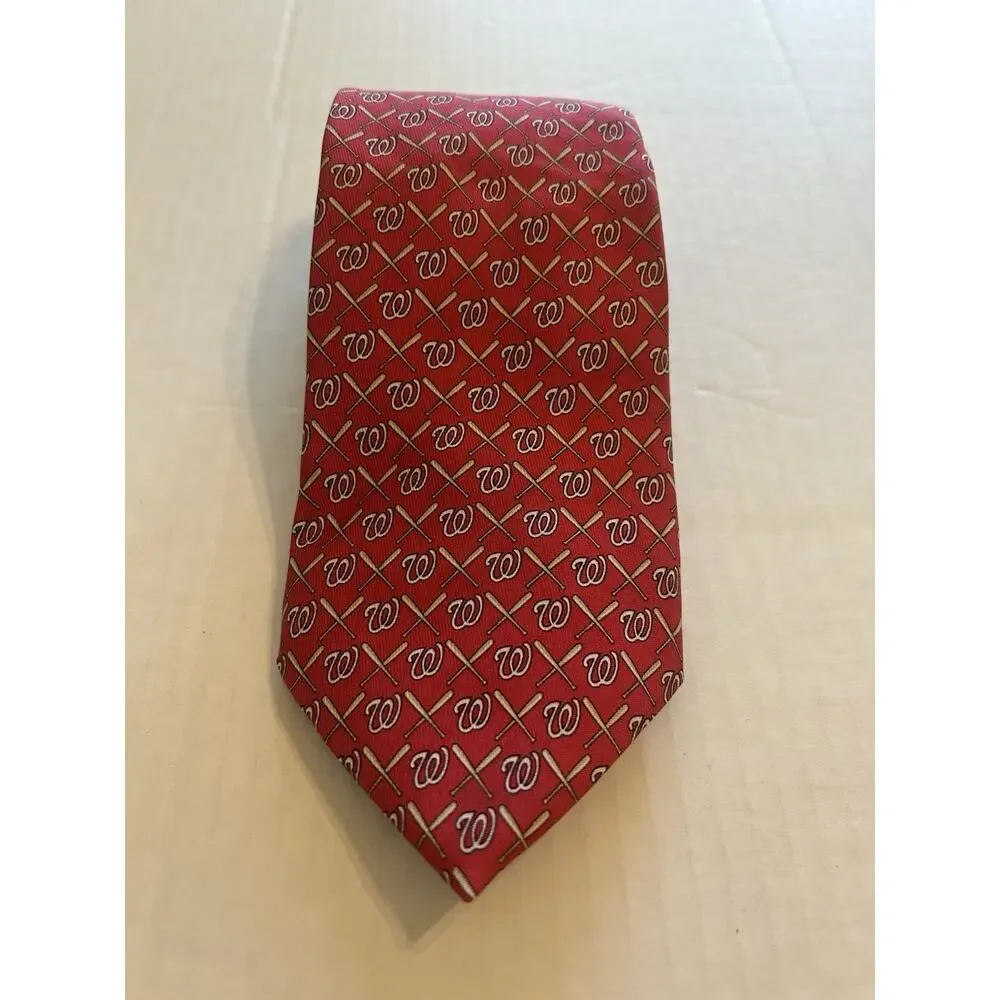 Vineyard Vines Washington Nationals Baseball Red Silk Tie 3.5” Custom Collection